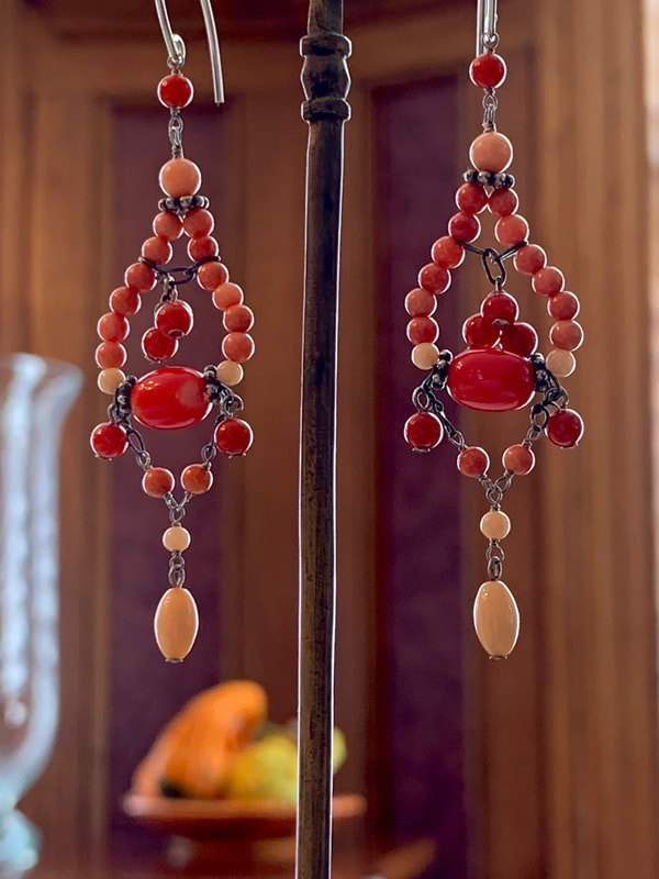 Pearl Coral Earrings with Red Enamel | Citrus Reef